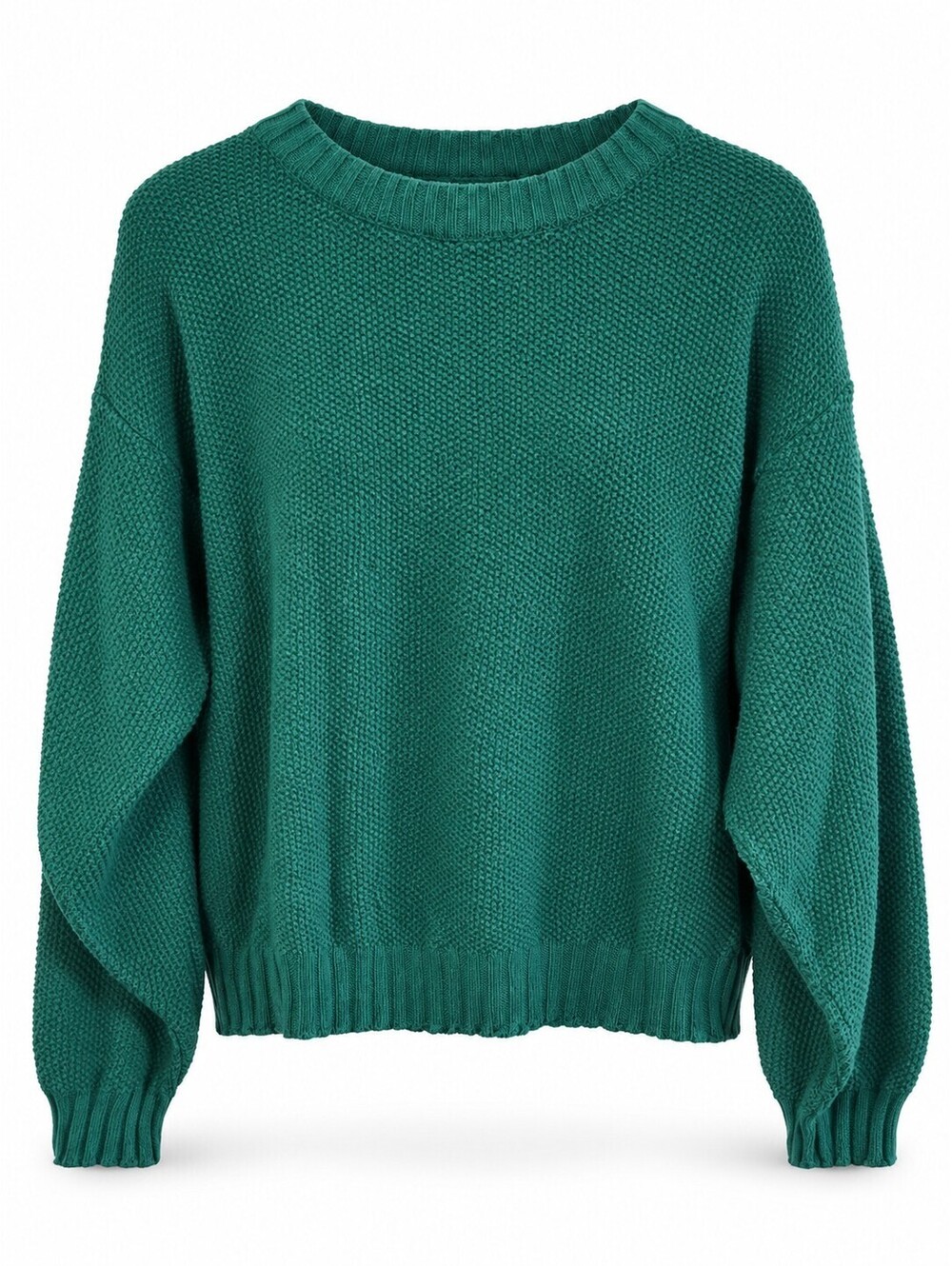 Vintage 80s 90s Fashion Avenue Green Cotton Cropped Boxy Sweater USA